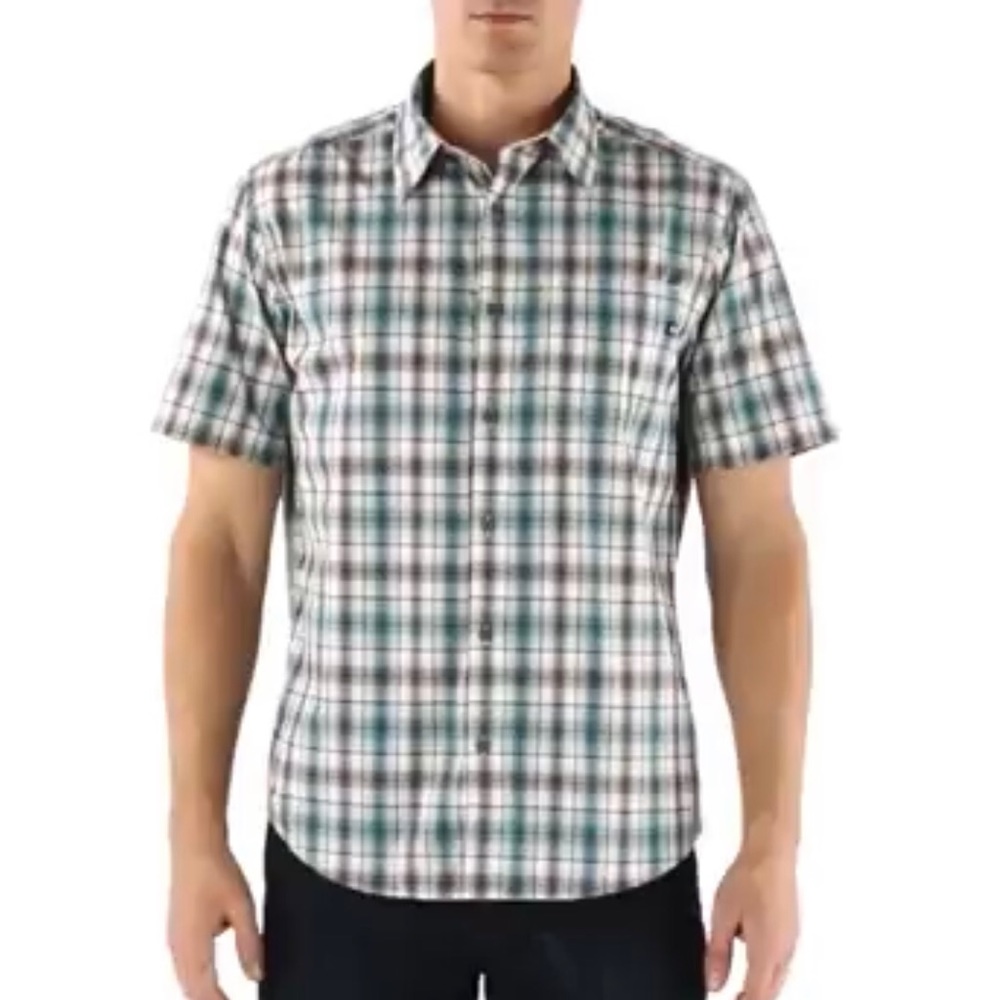 Marmot Northside Plaid Short Sleeve Button Up Shirt in Artic Ocean Men's Medium